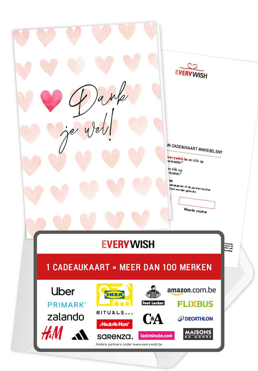 Dank je wel - Harten aquarel