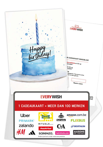 Happy Birthday - Blauwe Taart (Valeur du bon)