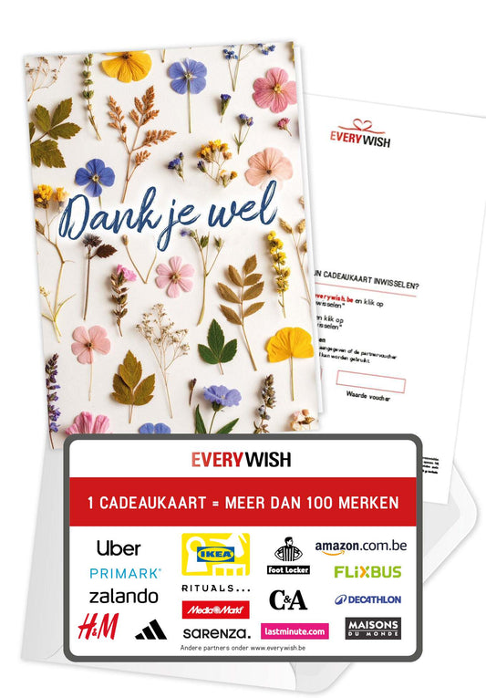 Dank je wel - Gedroogde bloemen gekleurd